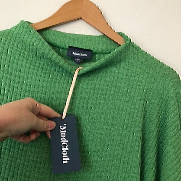 NEW NWT MODCLOTH Plus Size Casual Truth Mock Neck Top Solid Green Long Sleeve 4X - Picture 7 of 12